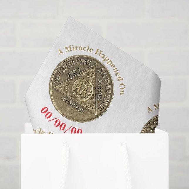 A Miracle Happened On CUSTOM DATE Sober AA on Coin Tissue Paper (Gift Bag)