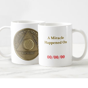 A Miracle Happened On CUSTOM DATE Sober Coin Coffee Mug