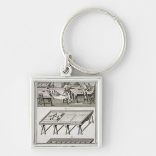 A mirror maker's workshop and tools, from the 'Enc Key Ring