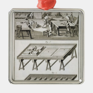 A mirror maker's workshop and tools, from the 'Enc Metal Tree Decoration