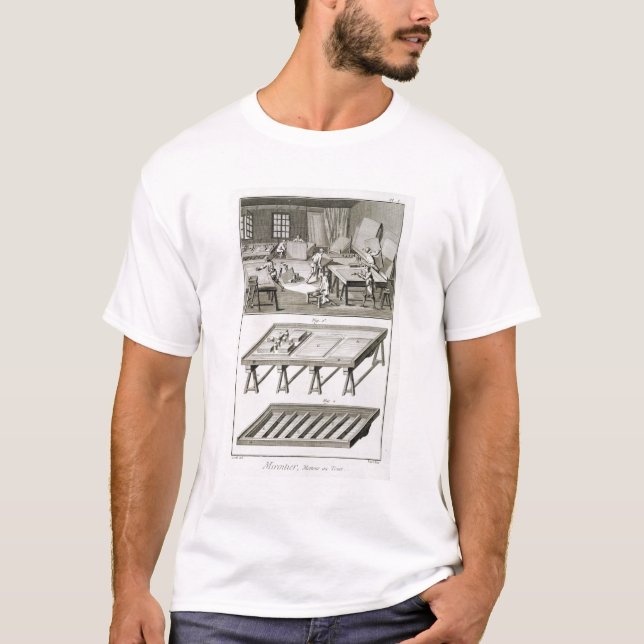 A mirror maker's workshop and tools, from the 'Enc T-Shirt (Front)