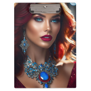 A model pose is a woman who is modelling a piece o clipboard