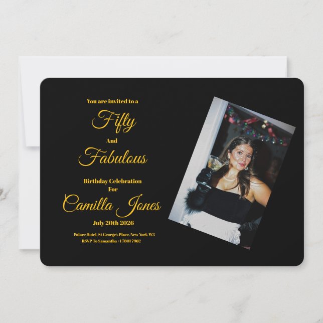 A modern, 50th Birthday custom invitation (Front)