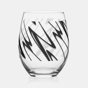 A Modern Abstract Energetic Line Art Stemless Wine Glass