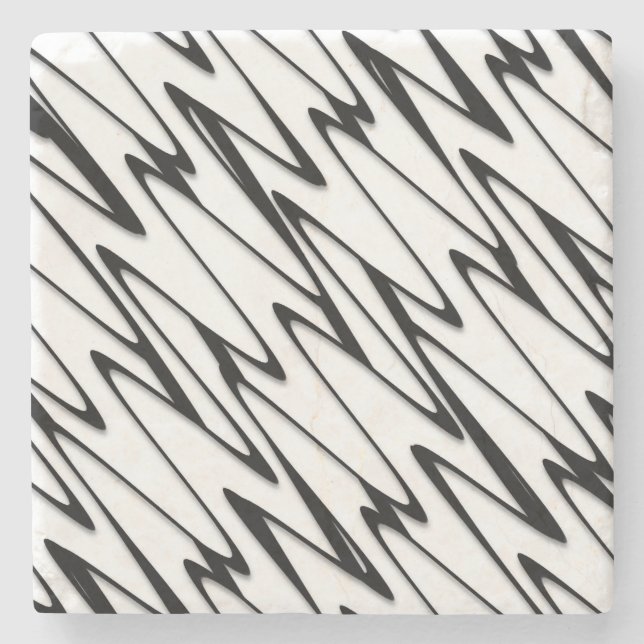 A Modern Abstract Energetic Line Art  Stone Coaster (Front)