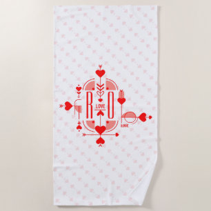 A modern and romantic monogram initial design beach towel