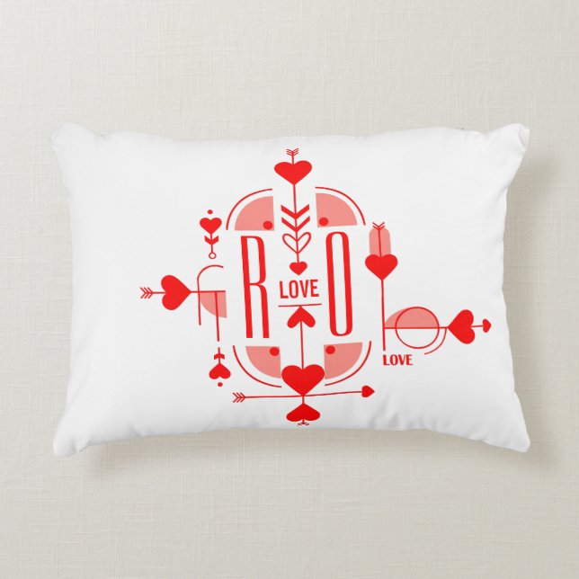 A modern and romantic monogram initial design decorative cushion (Front)