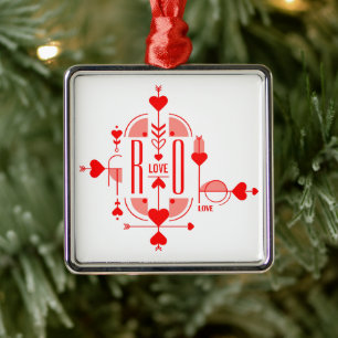 A modern and romantic monogram initial design metal tree decoration