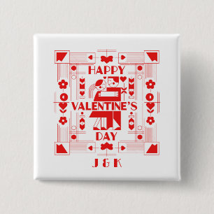 A modern Bauhaus personalised Valentine’s Day 15 Cm Square Badge