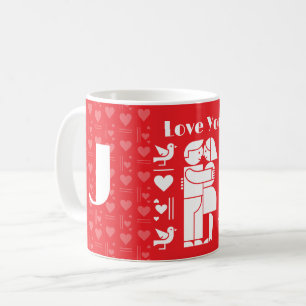 A modern Bauhaus personalised Valentine’s Day Coffee Mug