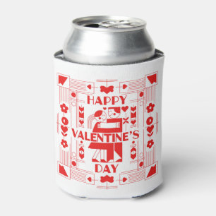 A modern Bauhaus personalized Valentine’s Day Can Cooler