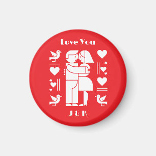 A modern Bauhaus personalized Valentine’s Day Magnet