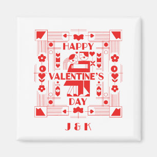 A modern Bauhaus personalized Valentine’s Day Magnet