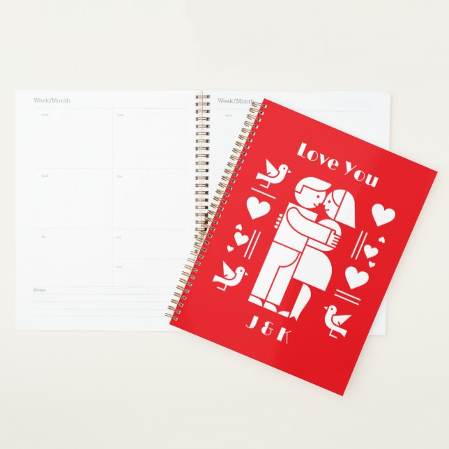 A modern Bauhaus personalized Valentine’s Day Planner (Display)