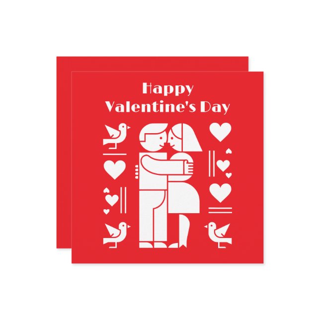 A modern Bauhaus-style Valentine’s Day Holiday Card (Front/Back In Situ)