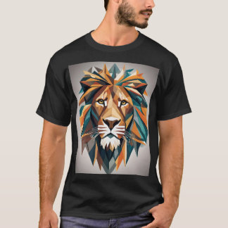 A Modern Lion Graphic in Geometric Style T-Shirt