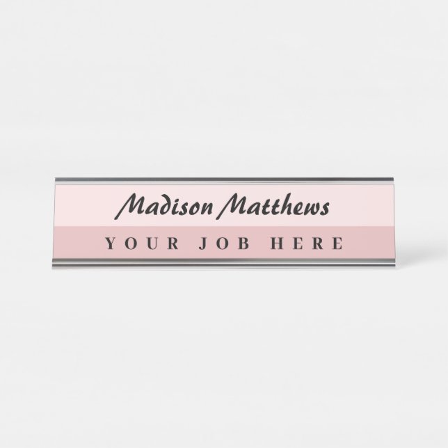 A modern minimalist handwritten script typography desk name plate (Front)