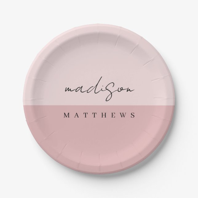 A modern minimalist handwritten script typography paper plate (Front)