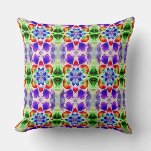 A modern multicolor all over fabric print pattern cushion
