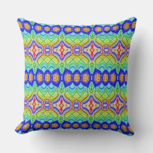 A modern multicolor all over fabric print pattern cushion