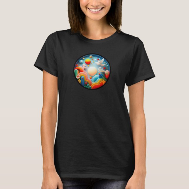 A modern nature themed abstract t-shirt design (Front)