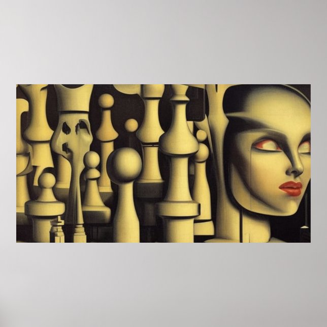 A modern surreal abstract chess figures  poster (Front)