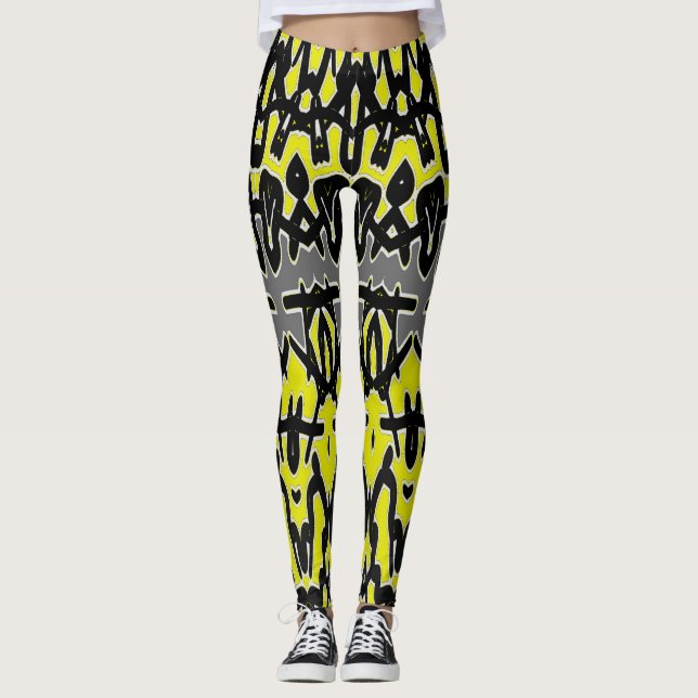 A modern vibrant "Ratti_Creative_Arts" Leggings  (Front)