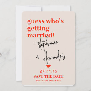 A modern Wedding save the date card with boho .