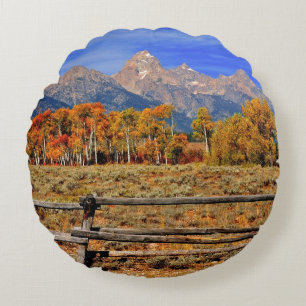 A Moment in Wyoming in Autumn Round Cushion