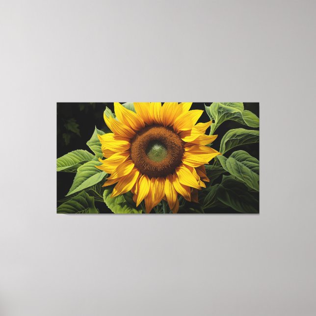 A Moment of Gold Sunflower Digital Illustration Canvas Print (Front)
