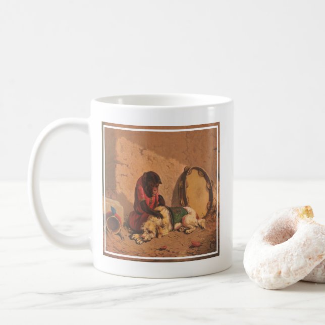 A Monkey And A Dog With A Large Tambourine Coffee Mug (With Donut)