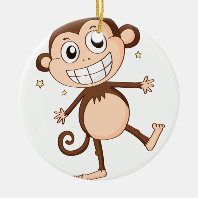 a monkey ceramic tree decoration (Front)