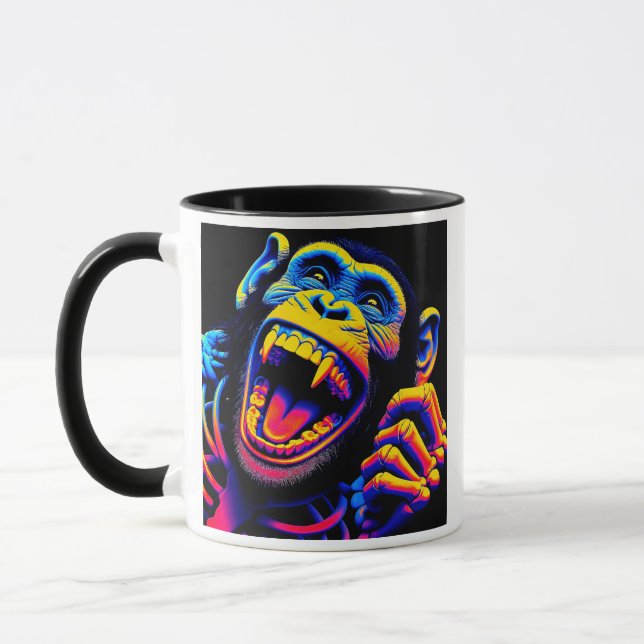 A monkey screaming in a pop art style. mug (Left)