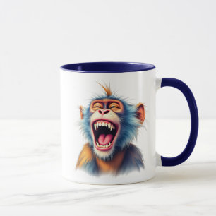 A monkey who died of laughing with a bright smile. mug