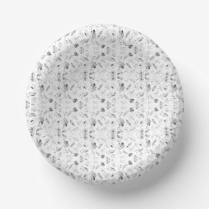 A monochromatic design showcasing a multitude of f paper plate