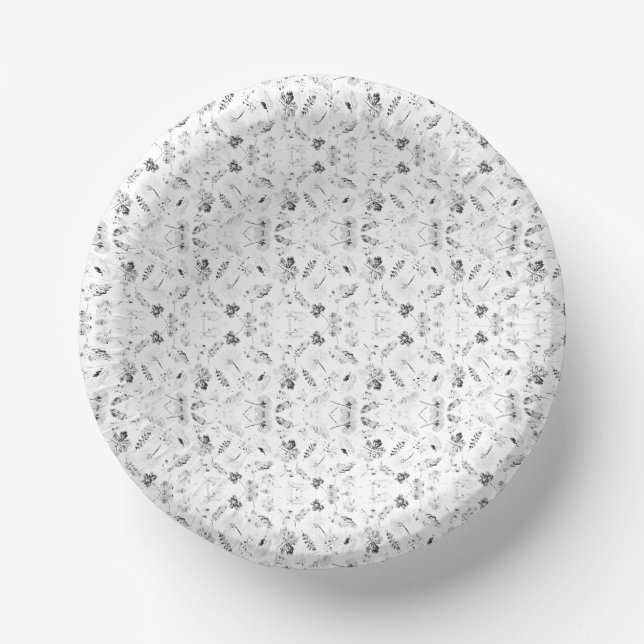 A monochromatic design showcasing a multitude of f paper plate (Front)