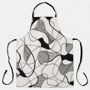A monochrome abstract pen and ink sketch; irregula apron