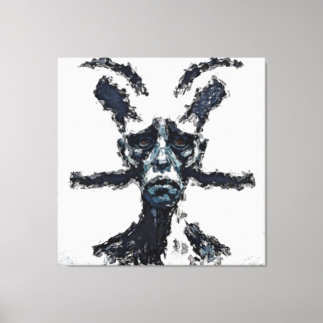 A monochrome abstract portrait canvas print (Front)