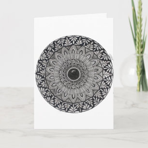 A monochrome mandala art greeting card