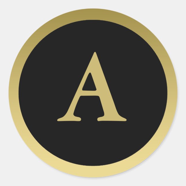 A :: Monogram A Elegant Gold and Black Sticker (Front)