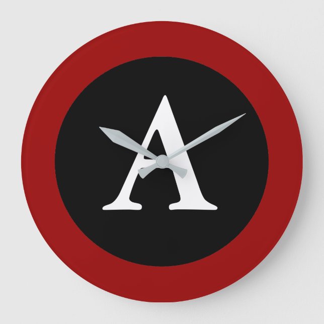 A :: Monogram A Large Modern Wall Clock (Front)