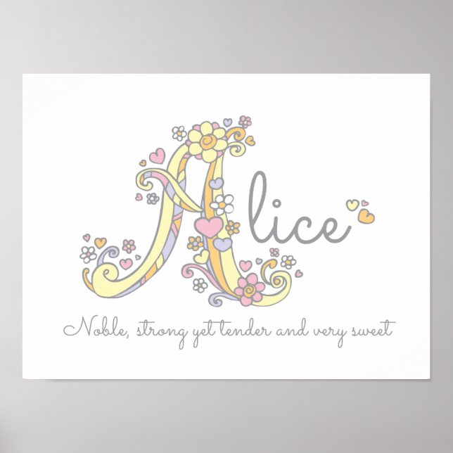 A monogram art Alice girls name meaning poster (Front)
