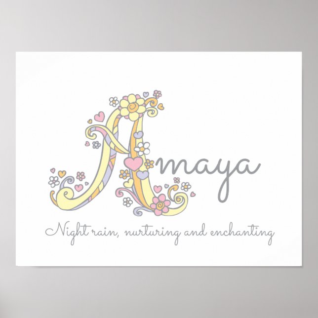 A monogram art Amaya girls name meaning poster (Front)