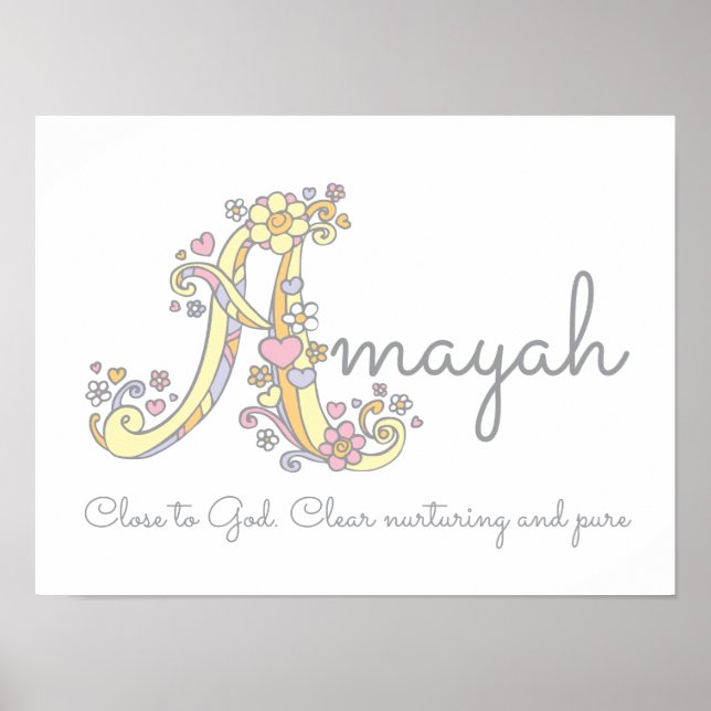 A monogram art Amayah girls name meaning poster (Front)
