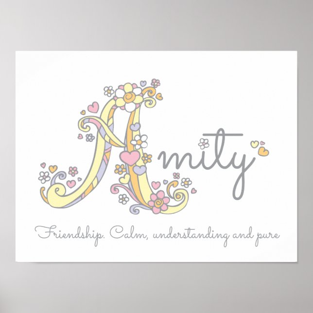 A monogram art Amity girls name meaning poster (Front)