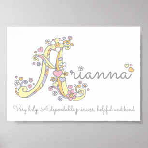 A monogram art Arianna girls name meaning poster