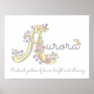 A monogram art Aurora girls name meaning poster