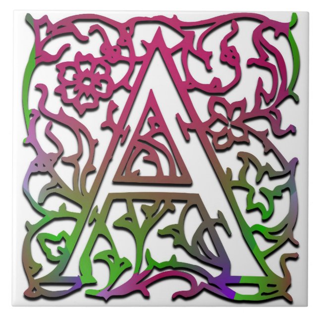 A Monogram "Besque Garden" Ceramic Tile (Front)