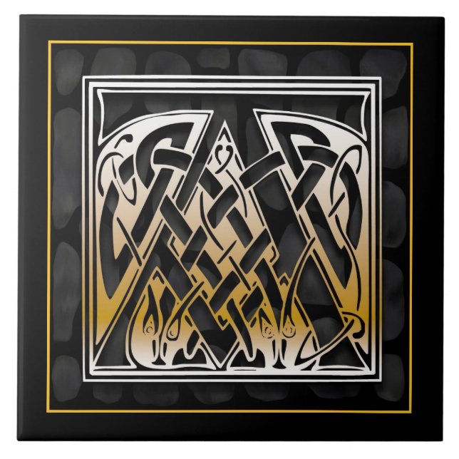 A Monogram Celtic Black Stone Ceramic Tiles (Front)