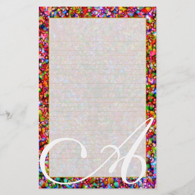 A Monogram "Colourful Bubbles" Fine Lined Stationery (Front)